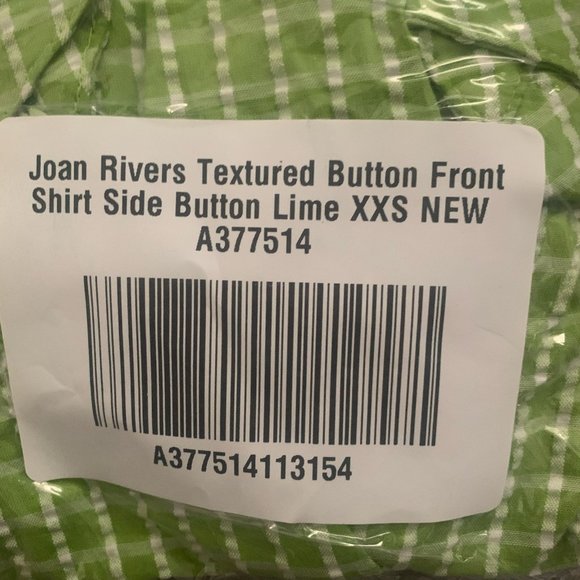 NWT JOAN RIVERS TEXTURED BUTTON FRONT SHIRT W/SIDE BUTTONS LIME GREEN XXS - Picture 10 of 11